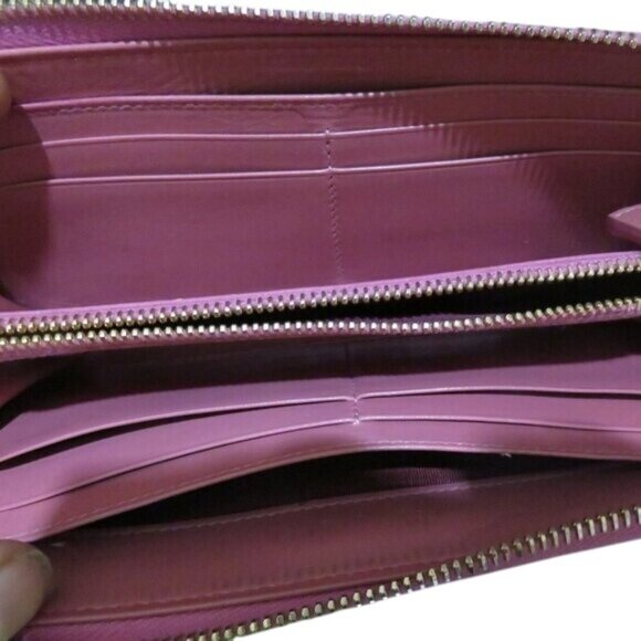 Miu Miu by Prada Pink Croc Embossed Italian Leather Luxury Long Wallet EUC - Picture 7 of 12